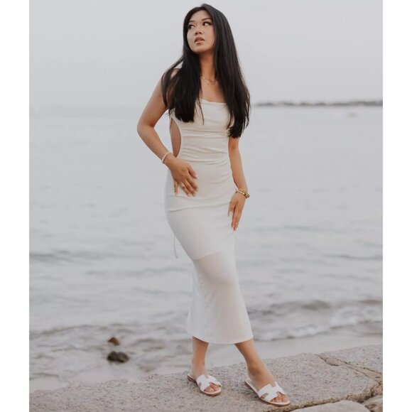 STEVE MADDEN HOKU Leather Slide Sandals, White 9 LN - Picture 9 of 9